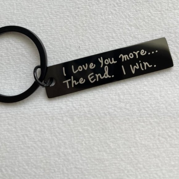FLAPI 2 pcs Stainless Steel I love you more The End I win keychains - Picture 2 of 3